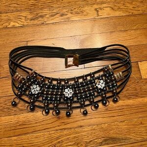 Jose Cotel Black Beaded Women's leather Belt